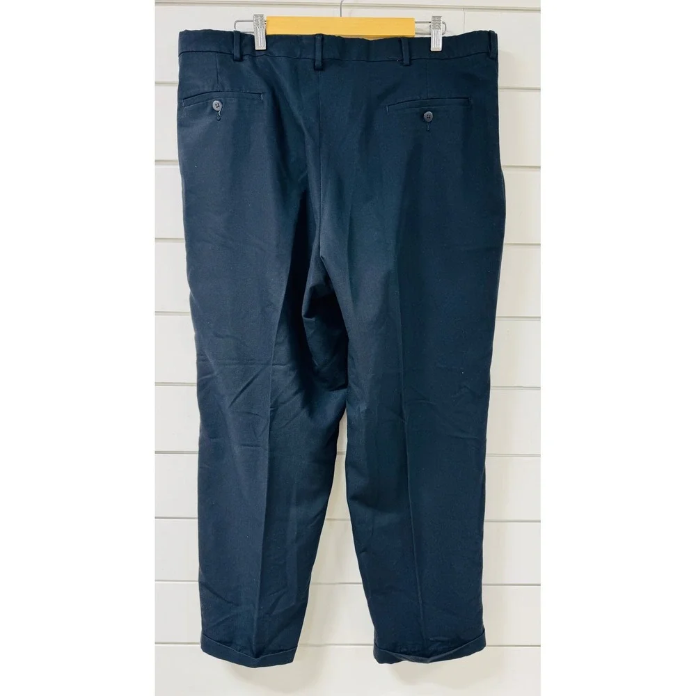 Savane Deep Dye Mens Pleated Dress Pants Black Cuffed Trousers 36x29